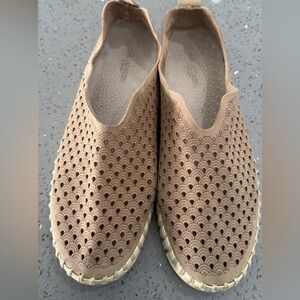 Isle Jacobsen Breathable Perforated Slip-On Mules in Tan
